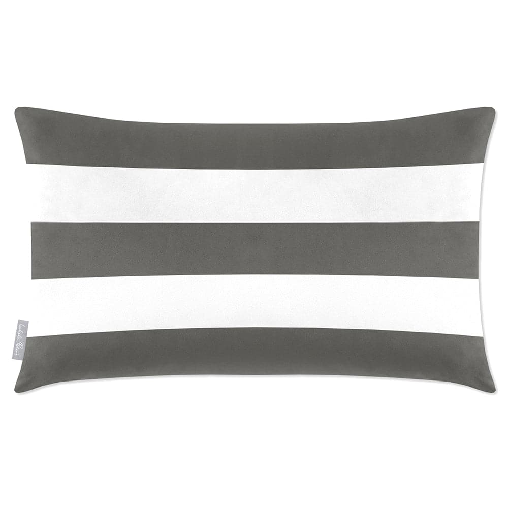 Luxury Eco-Friendly Velvet Rectangle Cushion - 3 Stripes Horizontal  IzabelaPeters Beluga 50 x 30 cm 