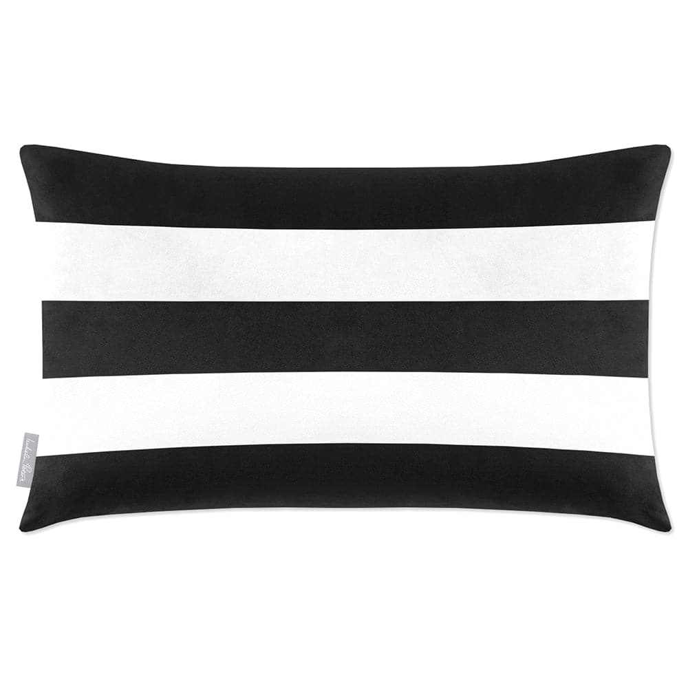 Luxury Eco-Friendly Velvet Rectangle Cushion - 3 Stripes Horizontal  IzabelaPeters Charcoal 50 x 30 cm 