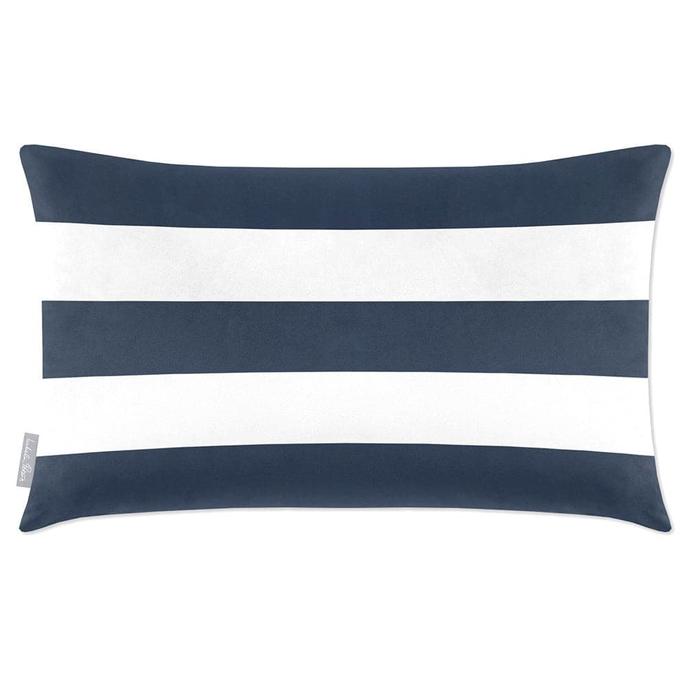 Luxury Eco-Friendly Velvet Rectangle Cushion - 3 Stripes Horizontal  IzabelaPeters Petrol Blue 50 x 30 cm 