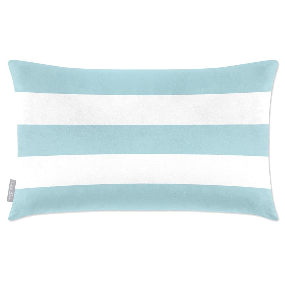Luxury Eco-Friendly Velvet Rectangle Cushion - 3 Stripes Horizontal  IzabelaPeters Celeste Blue 50 x 30 cm 