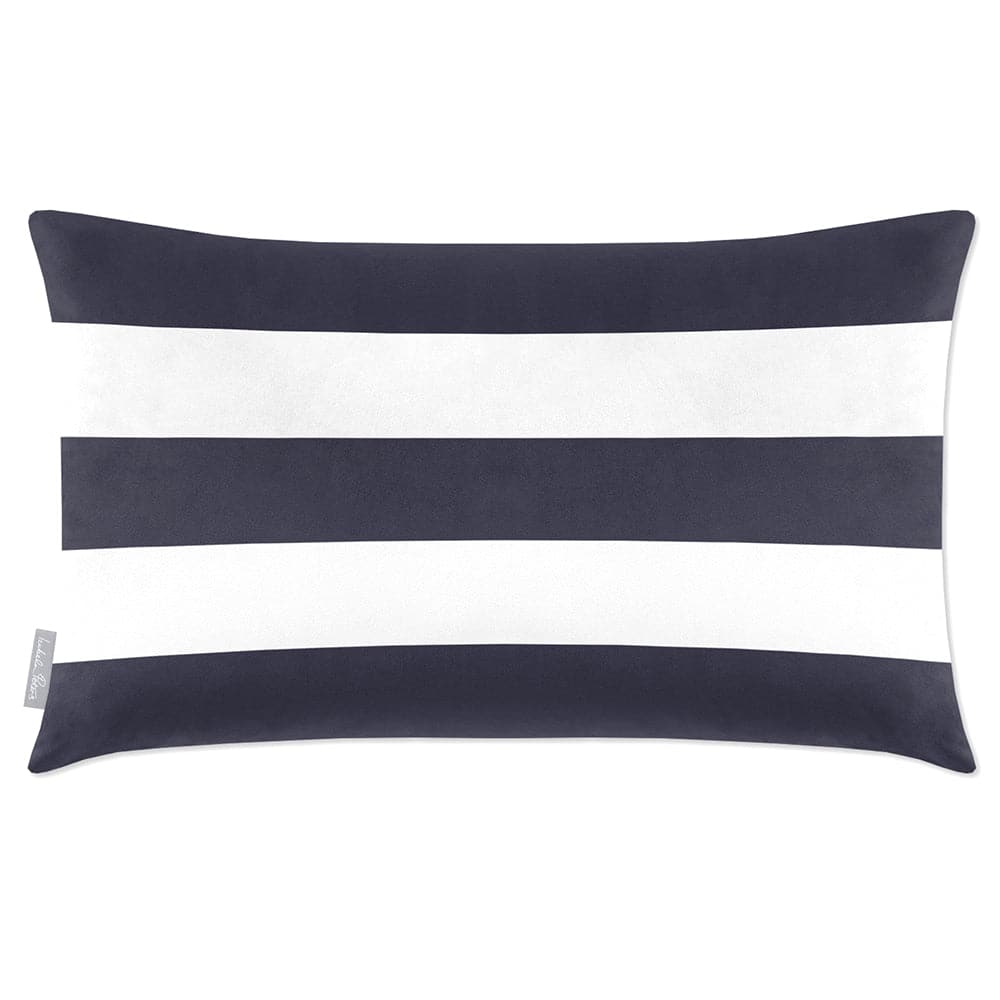 Luxury Eco-Friendly Velvet Rectangle Cushion - 3 Stripes Horizontal  IzabelaPeters Graphite 50 x 30 cm 