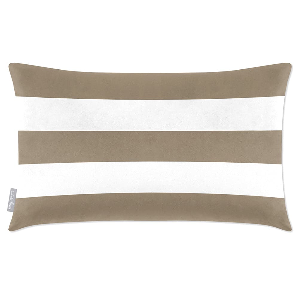 Luxury Eco-Friendly Velvet Rectangle Cushion - 3 Stripes Horizontal  IzabelaPeters Taupe 50 x 30 cm 