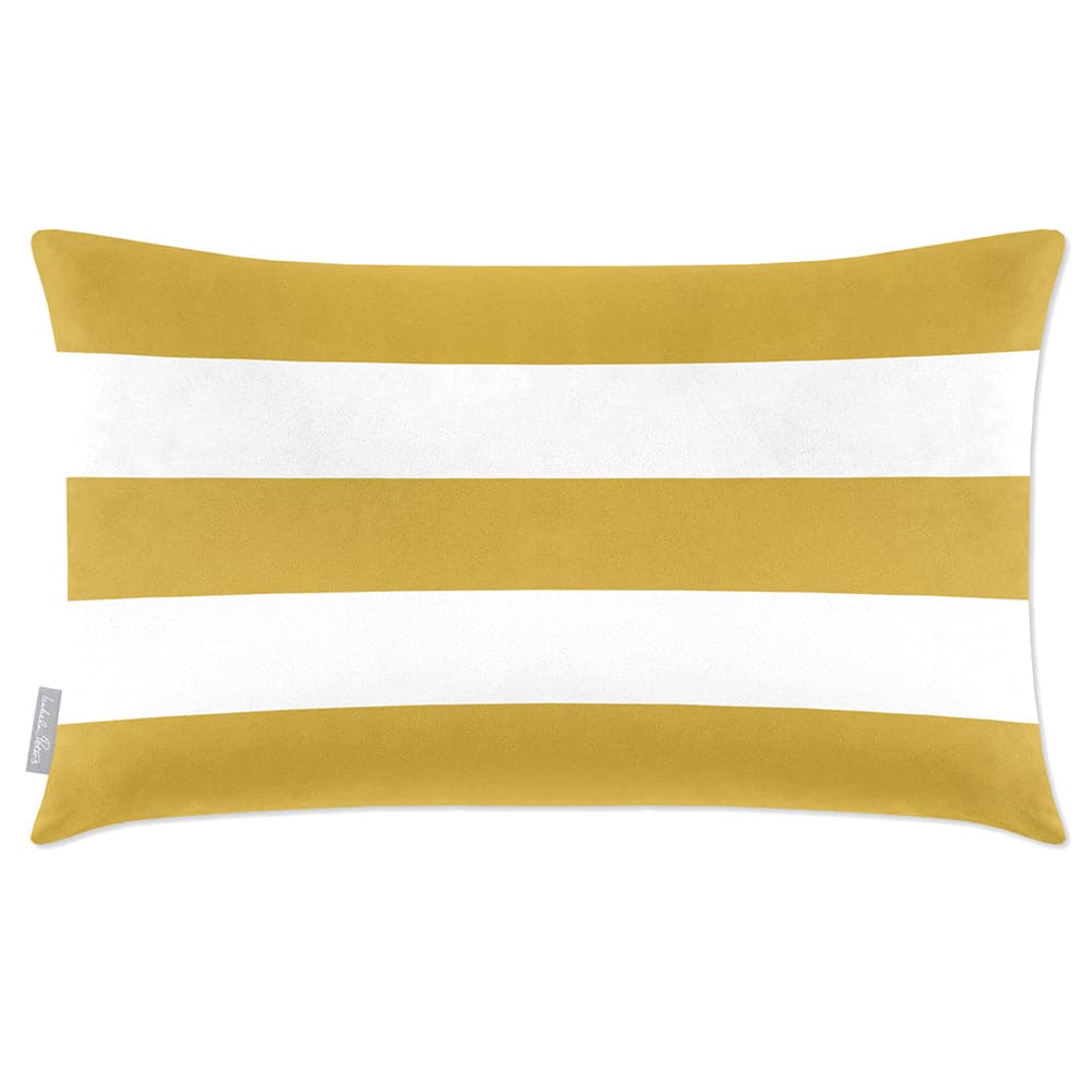 Luxury Eco-Friendly Velvet Rectangle Cushion - 3 Stripes Horizontal  IzabelaPeters Mustard Ochre 50 x 30 cm 