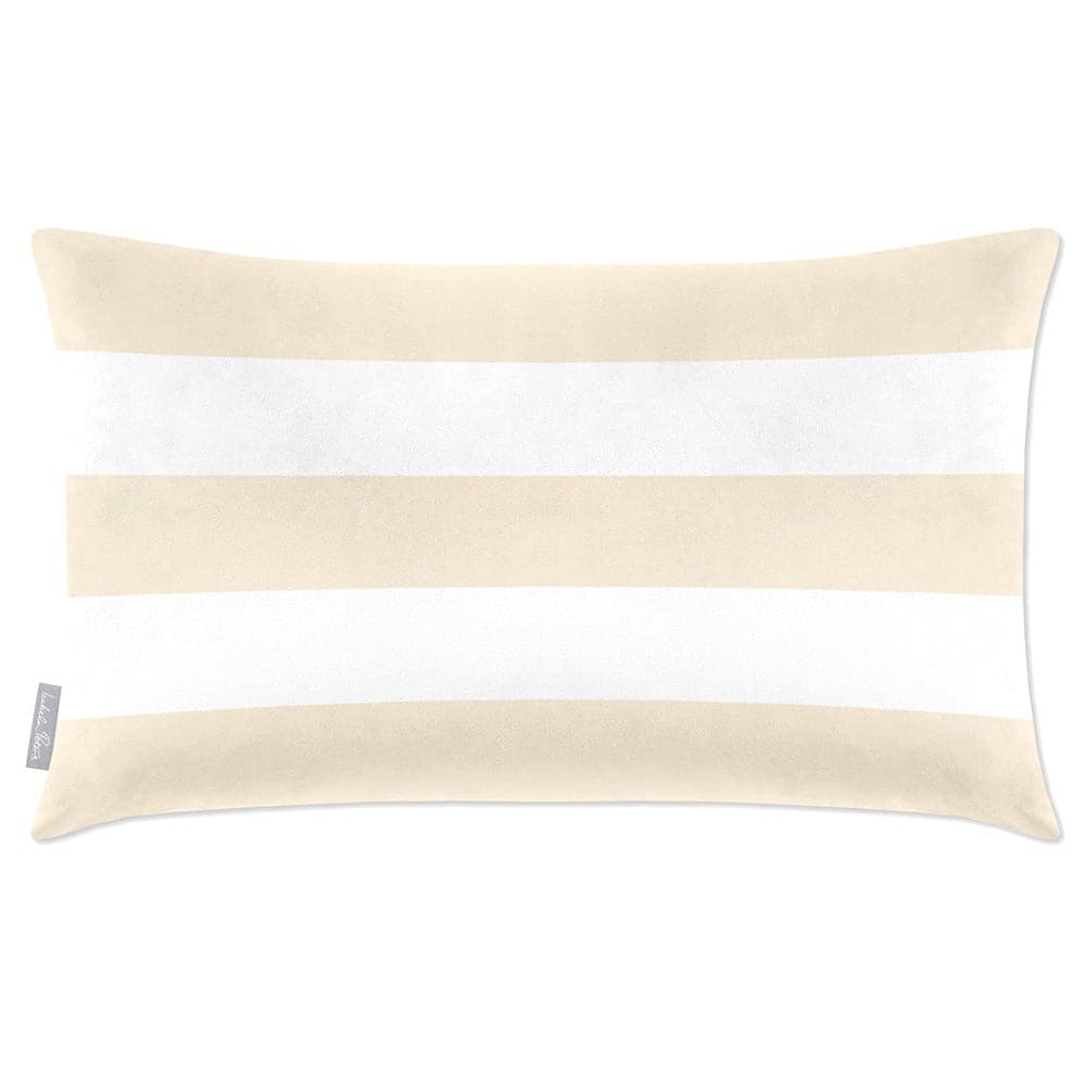 Luxury Eco-Friendly Velvet Rectangle Cushion - 3 Stripes Horizontal  IzabelaPeters Ivory Cream 50 x 30 cm 