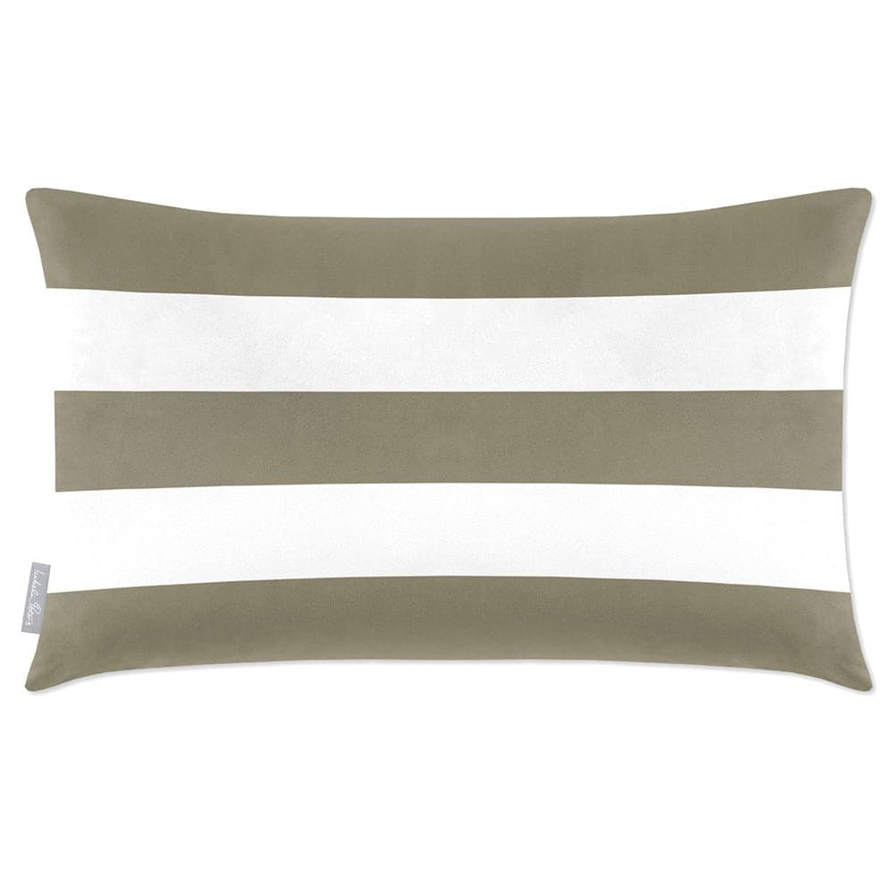 Luxury Eco-Friendly Velvet Rectangle Cushion - 3 Stripes Horizontal  IzabelaPeters Martini Olive 50 x 30 cm 