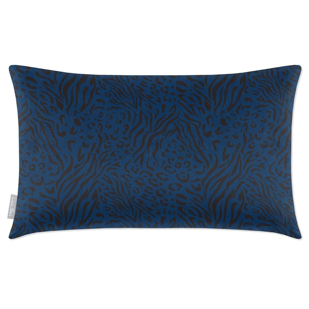 Luxury Eco-Friendly Velvet Rectangle Cushion - Animal Fusion Print  IzabelaPeters Estate Blue 50 x 30 cm 
