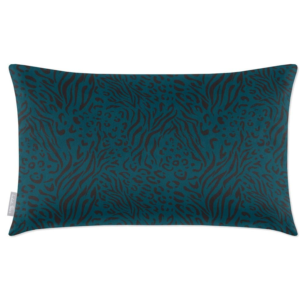 Luxury Eco-Friendly Velvet Rectangle Cushion - Animal Fusion Print  IzabelaPeters Teal 50 x 30 cm 