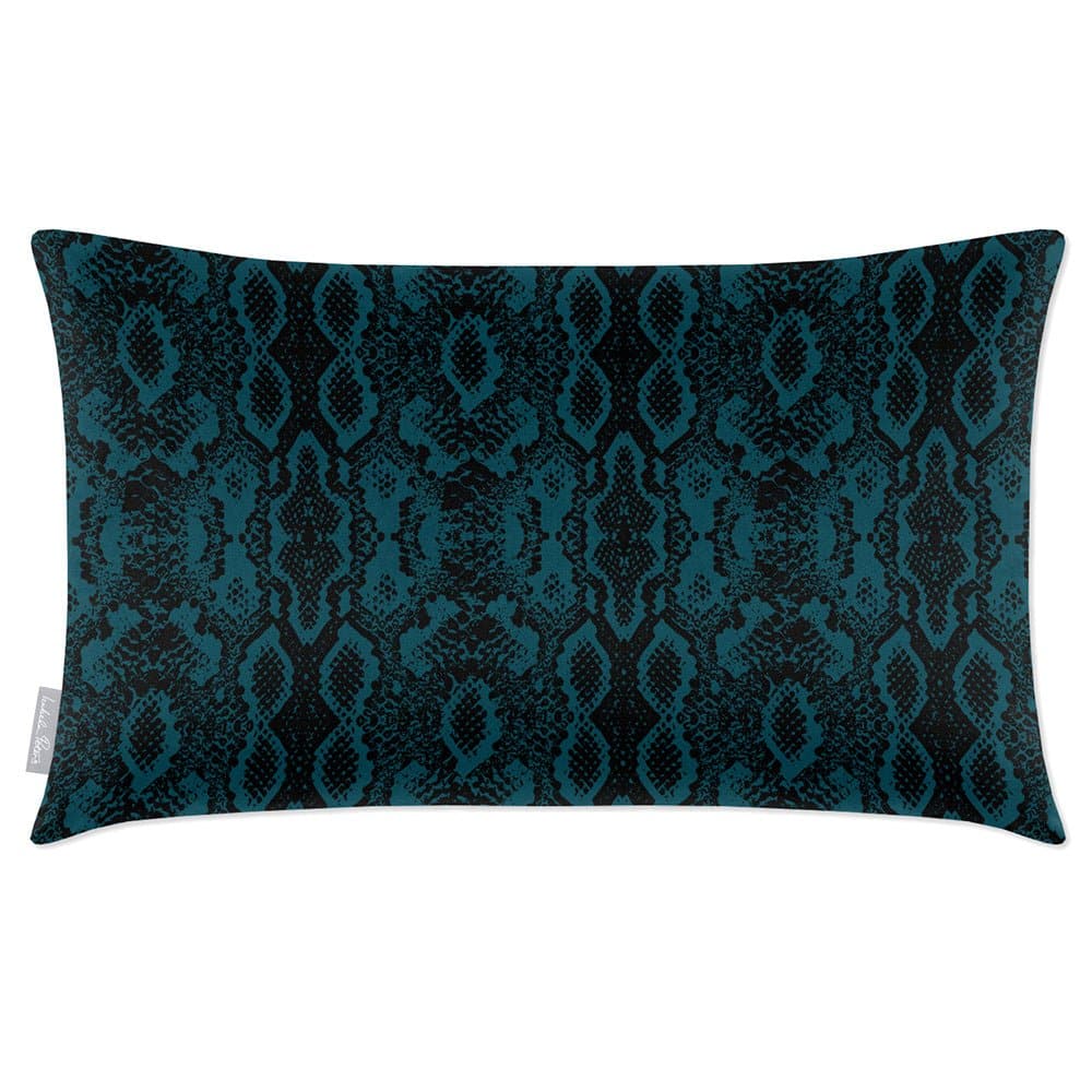Luxury Eco-Friendly Velvet Rectangle Cushion - Exotic Snake  IzabelaPeters Teal 50 x 30 cm 