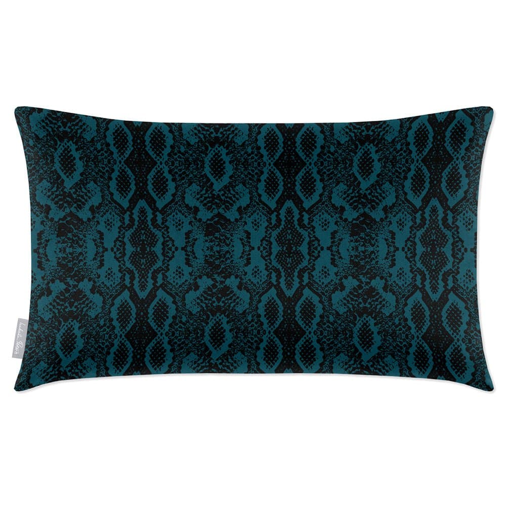 Luxury Eco-Friendly Velvet Rectangle Cushion - Exotic Snake  IzabelaPeters Teal 50 x 30 cm 