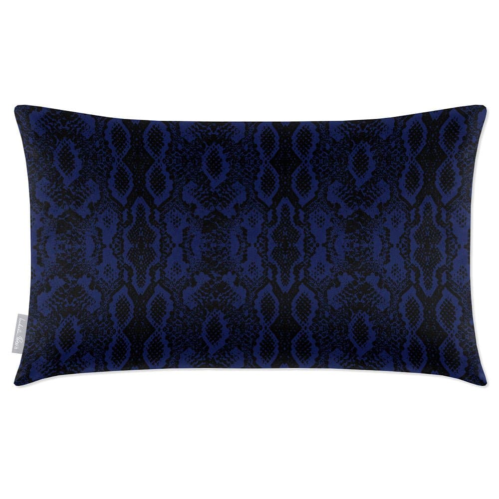 Luxury Eco-Friendly Velvet Rectangle Cushion - Exotic Snake  IzabelaPeters Midnight 50 x 30 cm 
