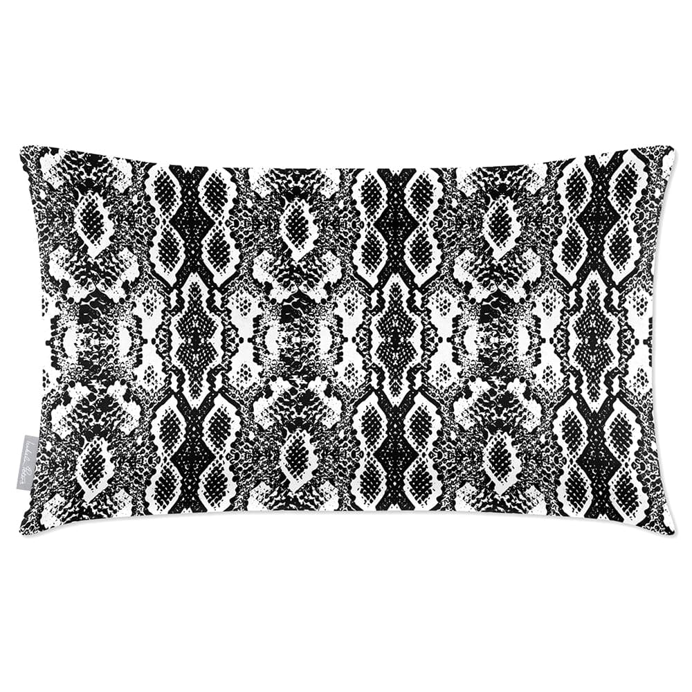 Luxury Eco-Friendly Velvet Rectangle Cushion - Exotic Snake  IzabelaPeters Black And White 50 x 30 cm 