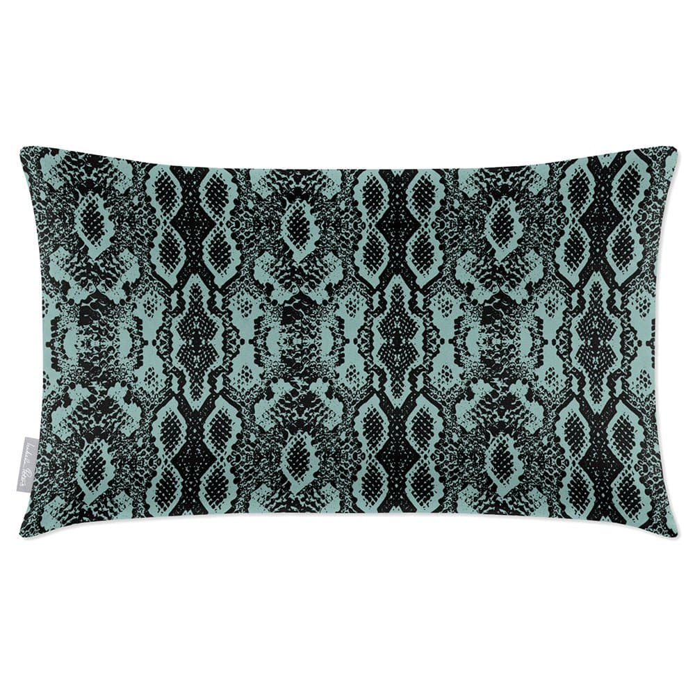 Luxury Eco-Friendly Velvet Rectangle Cushion - Exotic Snake  IzabelaPeters Blue Surf 50 x 30 cm 