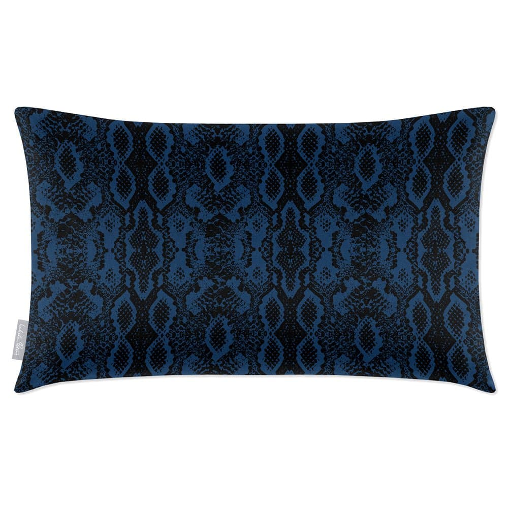 Luxury Eco-Friendly Velvet Rectangle Cushion - Exotic Snake  IzabelaPeters Estate Blue 50 x 30 cm 