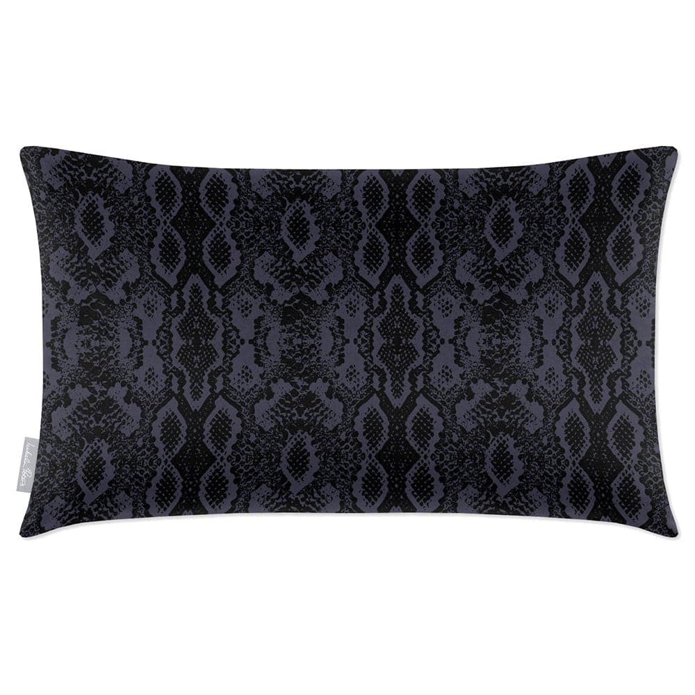 Luxury Eco-Friendly Velvet Rectangle Cushion - Exotic Snake  IzabelaPeters Graphite 50 x 30 cm 