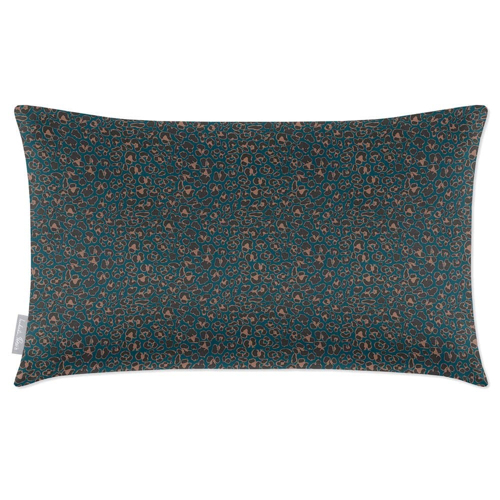 Luxury Eco-Friendly Velvet Rectangle Cushion - Leopard Print  IzabelaPeters Teal 50 x 30 cm 