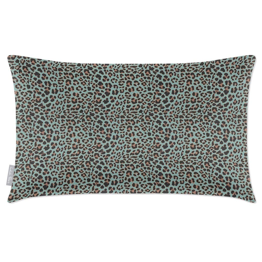 Luxury Eco-Friendly Velvet Rectangle Cushion - Leopard Print  IzabelaPeters Blue Surf 50 x 30 cm 