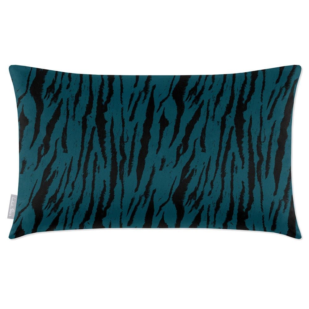 Luxury Eco-Friendly Velvet Rectangle Cushion - Tiger Print  IzabelaPeters Teal 50 x 30 cm 