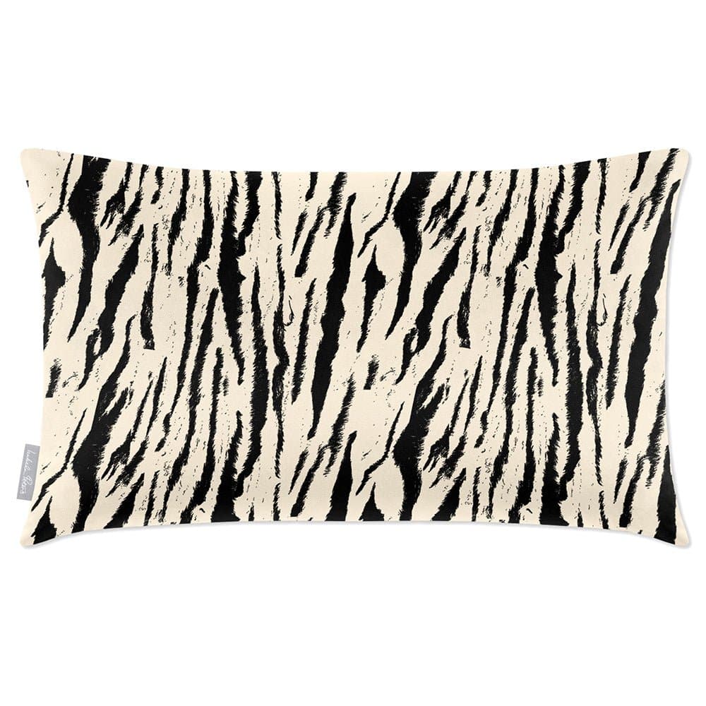 Luxury Eco-Friendly Velvet Rectangle Cushion - Tiger Print  IzabelaPeters Ivory Cream 50 x 30 cm 