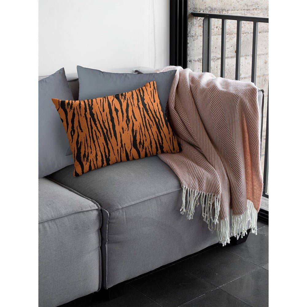 Luxury Eco-Friendly Velvet Rectangle Cushion - Tiger Print  IzabelaPeters   