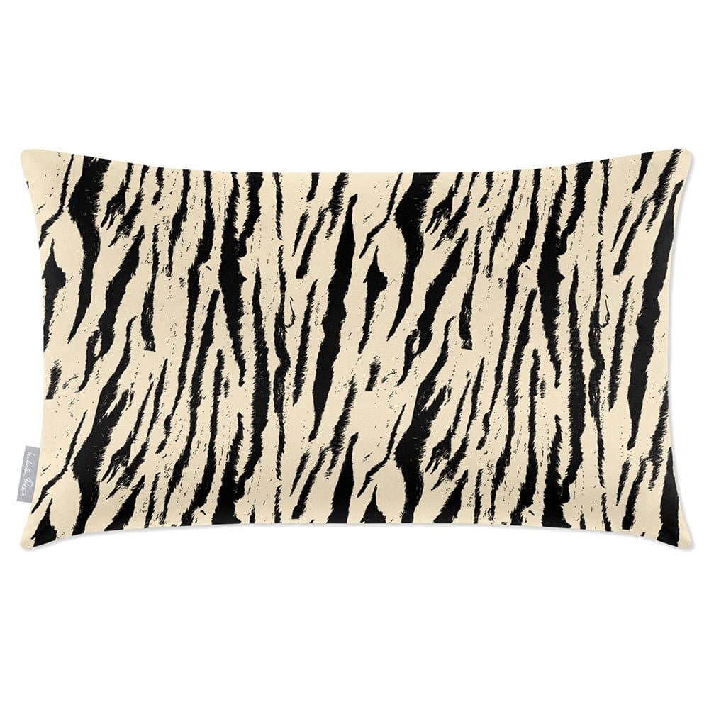 Luxury Eco-Friendly Velvet Rectangle Cushion - Tiger Print  IzabelaPeters Cream 50 x 30 cm 
