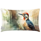 Grey Spotted Woodpecker | Sustainable Velvet Rectangle Cushion - 50 x 30 cm Cover Only Multicoloured by Izabela Peters