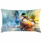 Mallard on Wilfin Beck | Sustainable Velvet Rectangle Cushion - 50 x 30 cm Cover Only Multicoloured by Izabela Peters