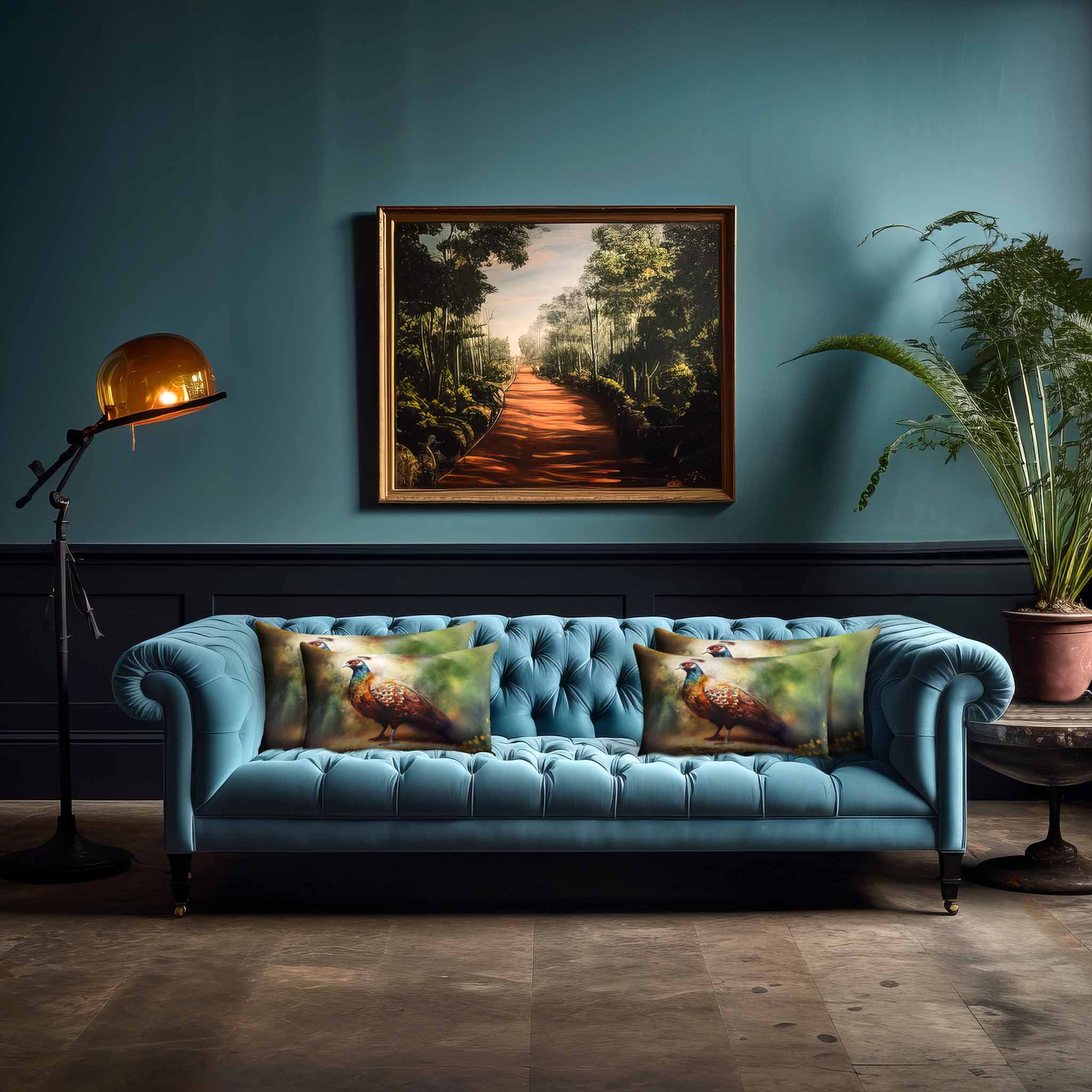 Pheasant | Sustainable Velvet Rectangle Cushion - 50 x 30 cm Cover Only Multicoloured by Izabela Peters