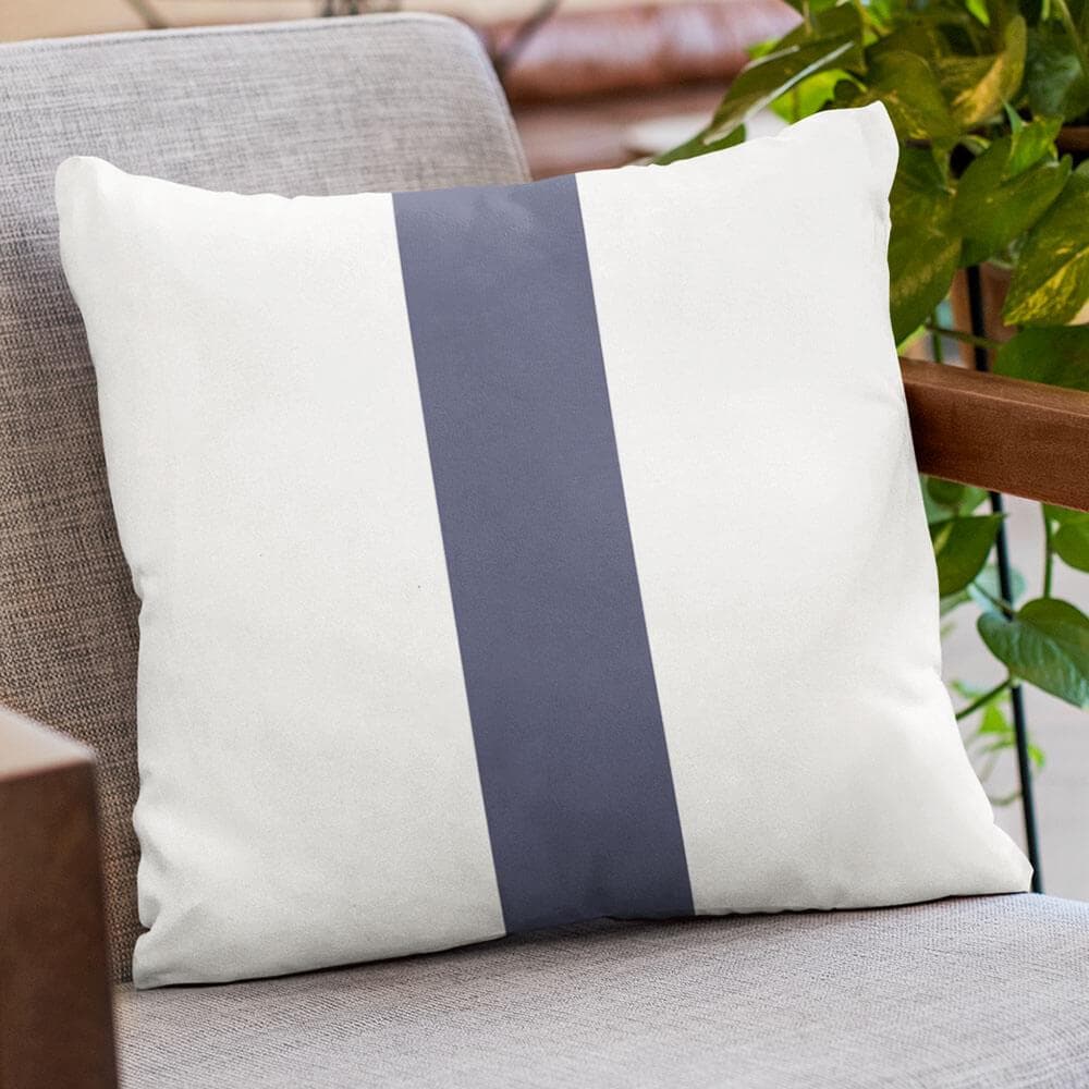Outdoor Garden Waterproof Cushion - 1 Stripe in Graphite 43 x 43 cm | Izabela Peters