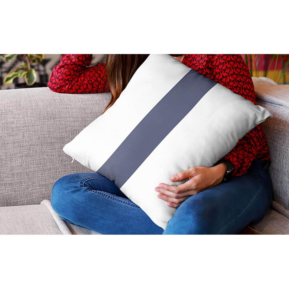 Outdoor Garden Waterproof Cushion - 1 Stripe - Graphite 43 x 43 cm by Izabela Peters