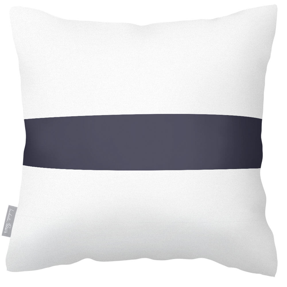 Outdoor Garden Waterproof Cushion - 1 Stripe Horizontal - Graphite 50 x 50 cm by Izabela Peters
