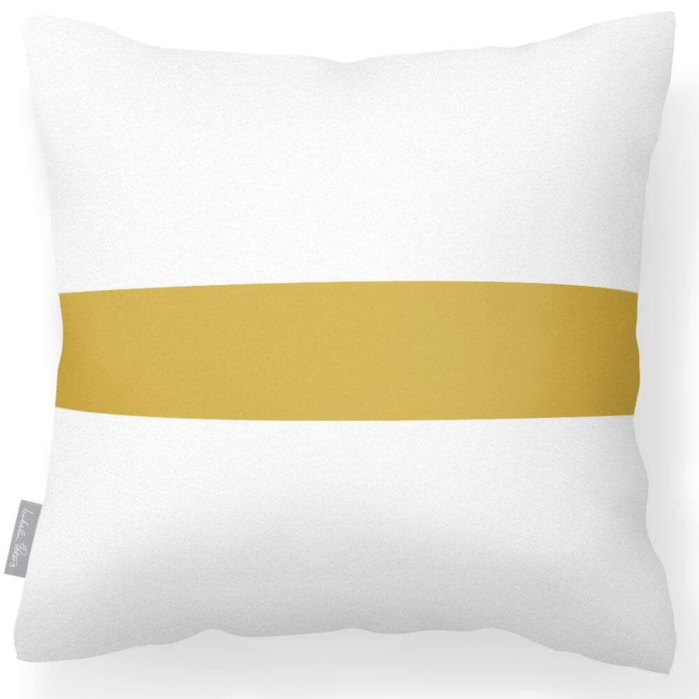 Outdoor Garden Waterproof Cushion - 1 Stripe Horizontal - Mustard 50 x 50 cm by Izabela Peters