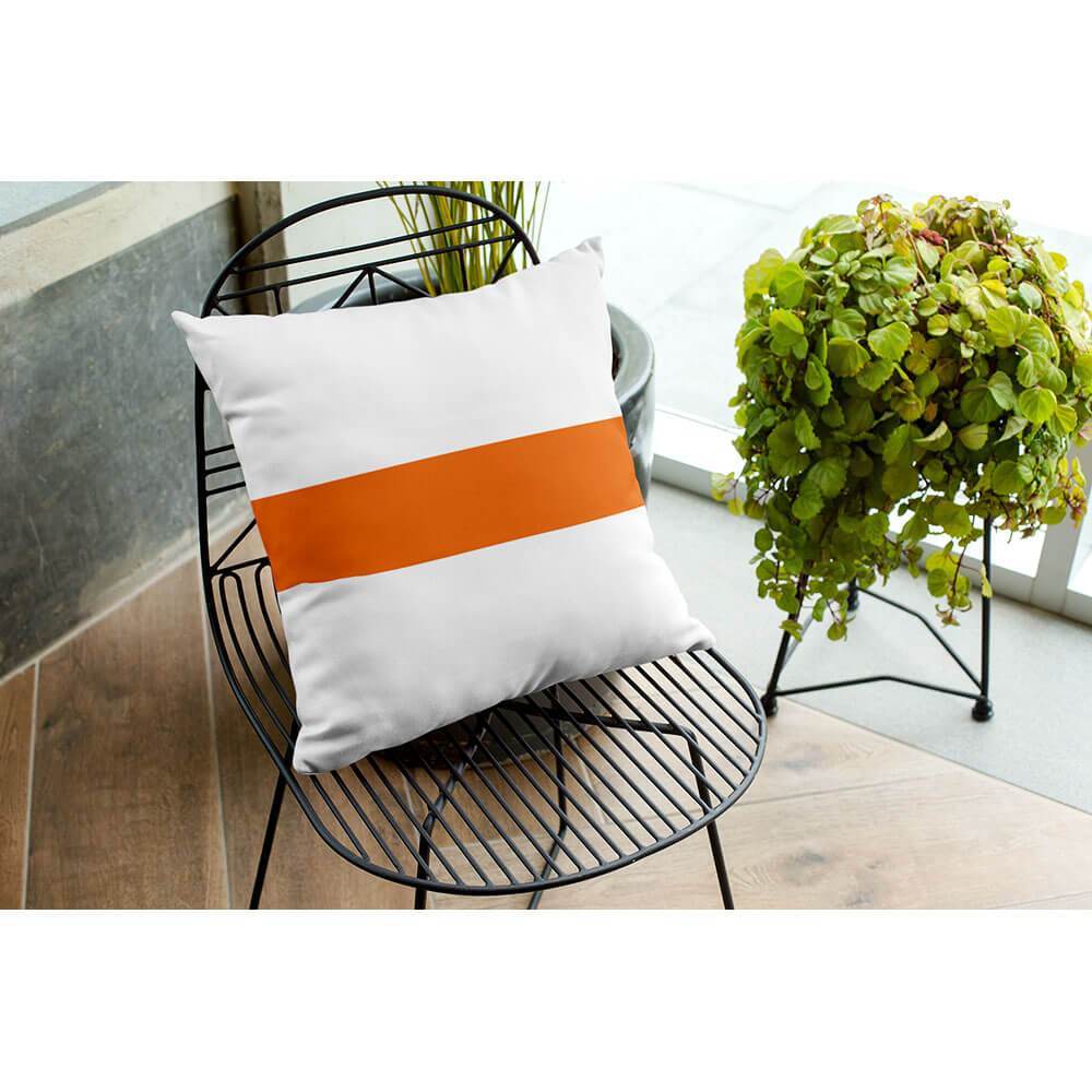 Outdoor Garden Waterproof Cushion - 1 Stripe Horizontal - Burnt Orange 43 x 43 cm by Izabela Peters