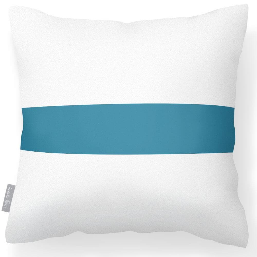 Outdoor Garden Waterproof Cushion - 1 Stripe Horizontal - Prussian Blue 50 x 50 cm by Izabela Peters