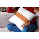 Outdoor Garden Waterproof Cushion - 1 Stripe Horizontal - Burnt Orange 43 x 43 cm by Izabela Peters