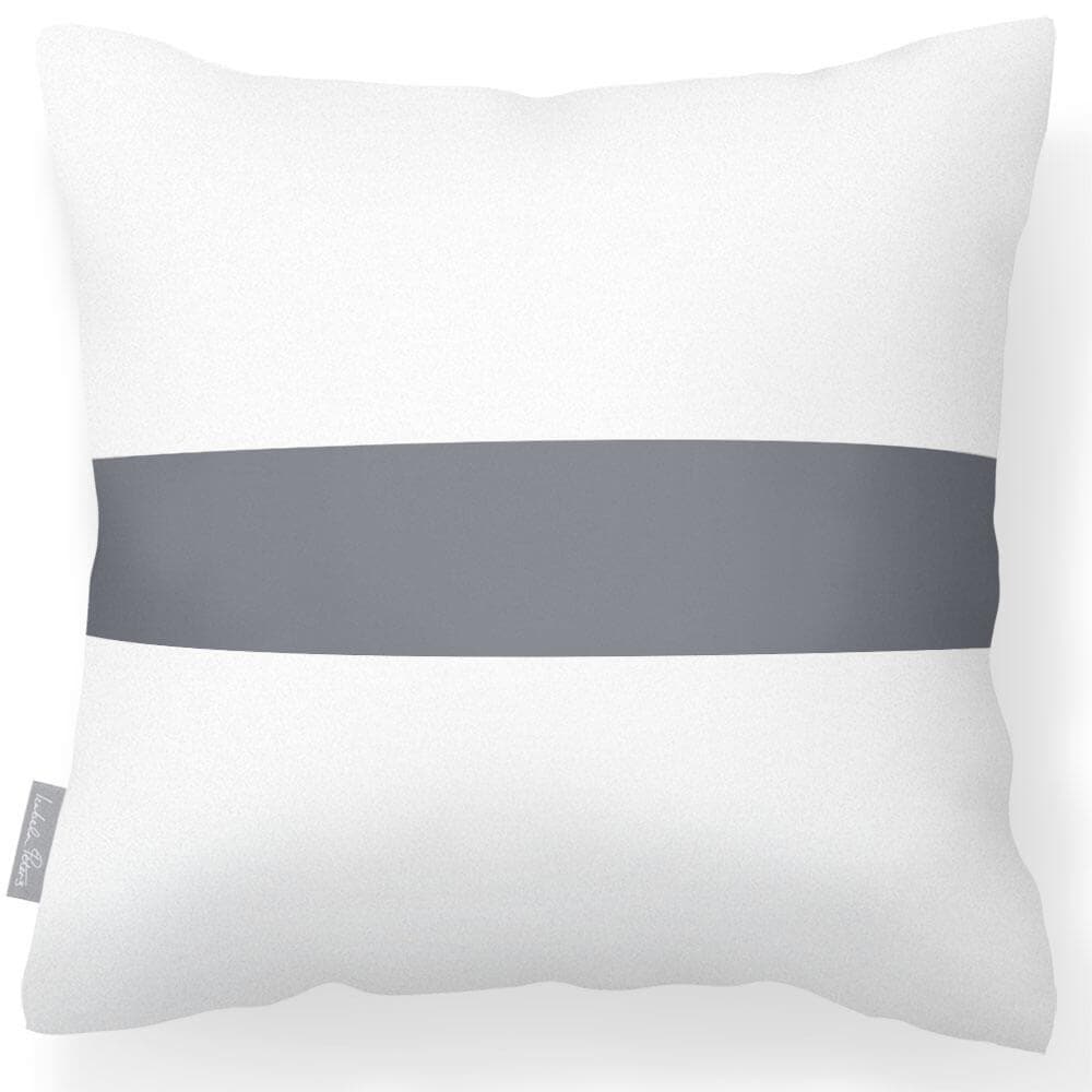 Outdoor Garden Waterproof Cushion - 1 Stripe Horizontal - Grey 50 x 50 cm by Izabela Peters