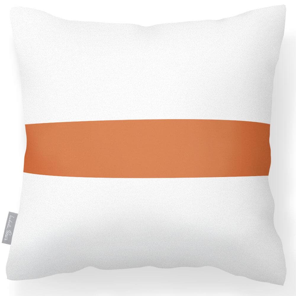 Outdoor Garden Waterproof Cushion - 1 Stripe Horizontal - Burnt Orange 43 x 43 cm by Izabela Peters