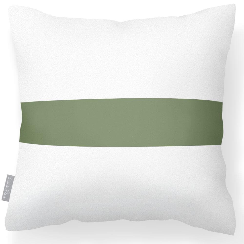 Outdoor Garden Waterproof Cushion - 1 Stripe Horizontal - Sage 50 x 50 cm by Izabela Peters