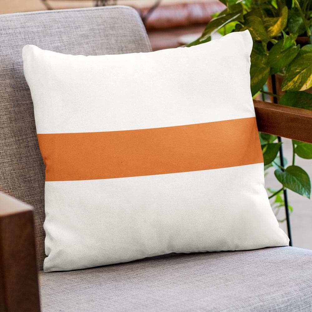 Outdoor Garden Waterproof Cushion - 1 Stripe Horizontal - Burnt Orange 43 x 43 cm by Izabela Peters