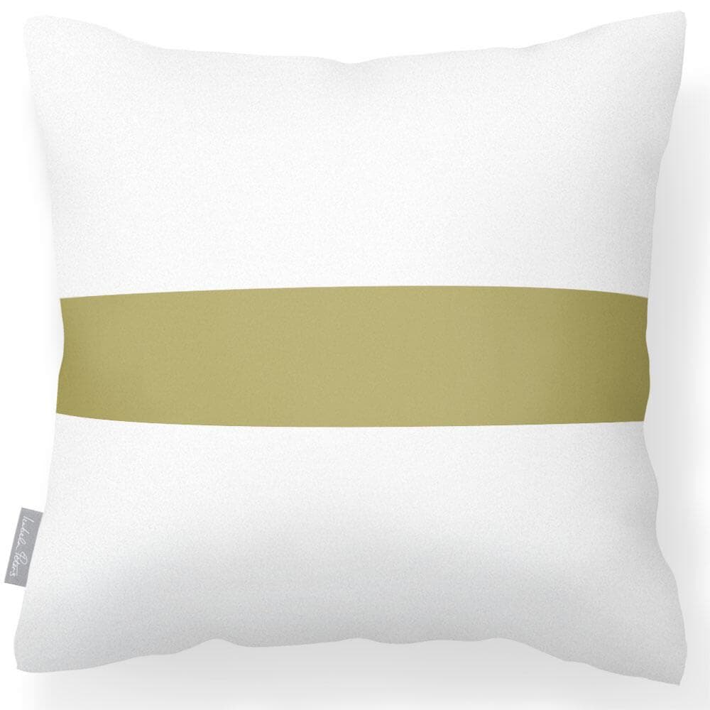 Outdoor Garden Waterproof Cushion - 1 Stripe Horizontal in Golden Lime 50 x 50 cm | Izabela Peters