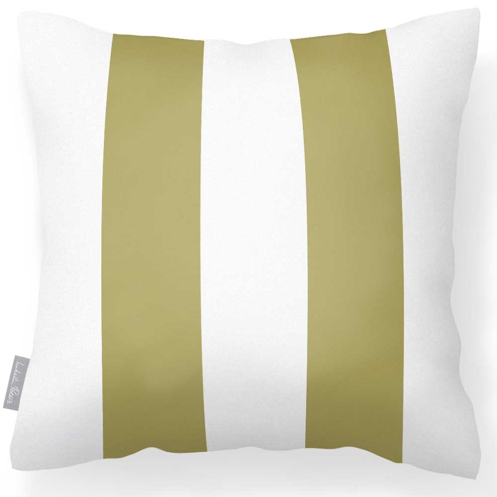 Outdoor Garden Waterproof Cushion - 2 Stripes - Golden Lime 50 x 50 cm by Izabela Peters