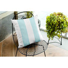 Outdoor Garden Waterproof Cushion - 2 Stripes - Duck Egg 43 x 43 cm by Izabela Peters