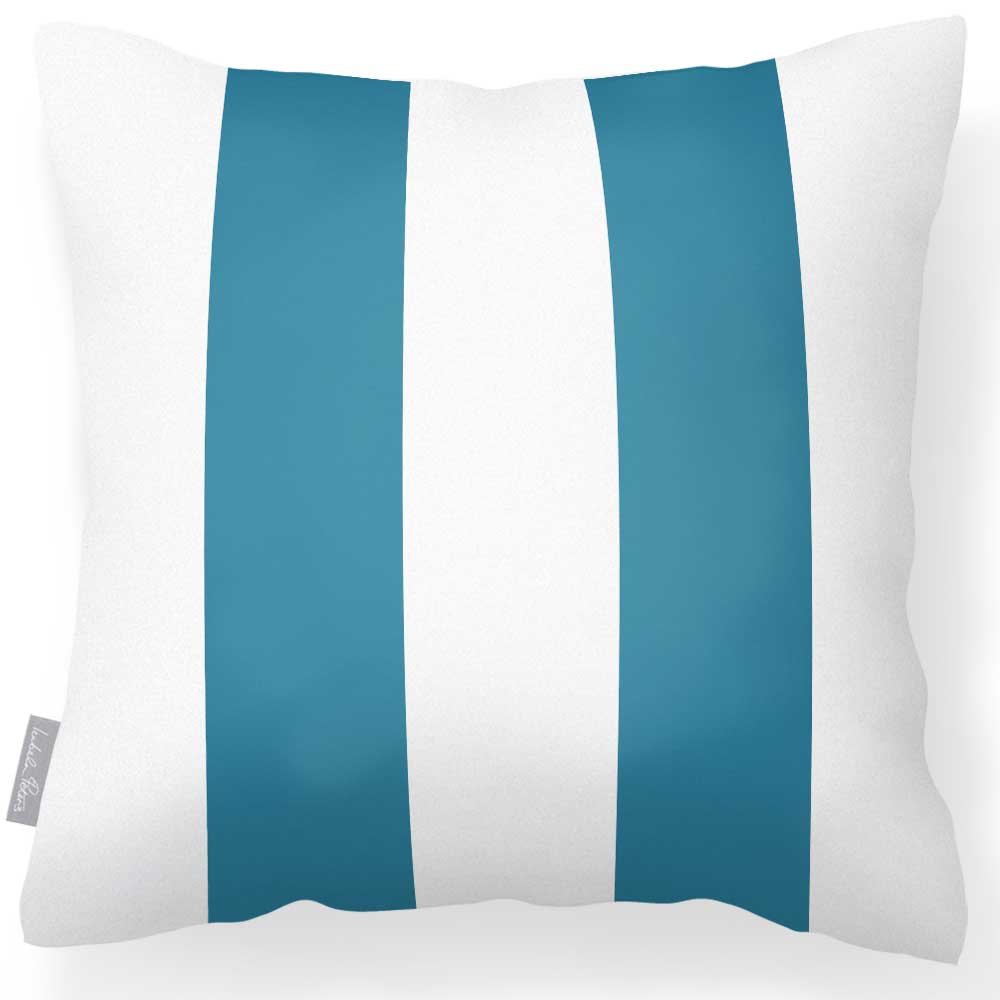 Outdoor Garden Waterproof Cushion - 2 Stripes in Prussian Blue 50 x 50 cm | Izabela Peters