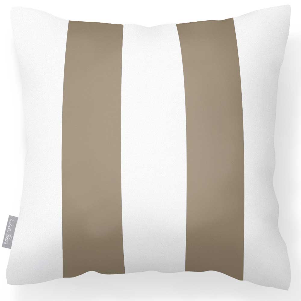 Outdoor Garden Waterproof Cushion - 2 Stripes - Taupe 50 x 50 cm by Izabela Peters