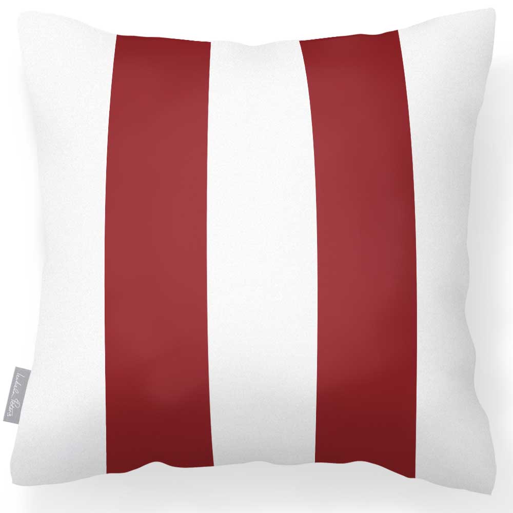 Outdoor Garden Waterproof Cushion - 2 Stripes - Raspberry Red 50 x 50 cm by Izabela Peters