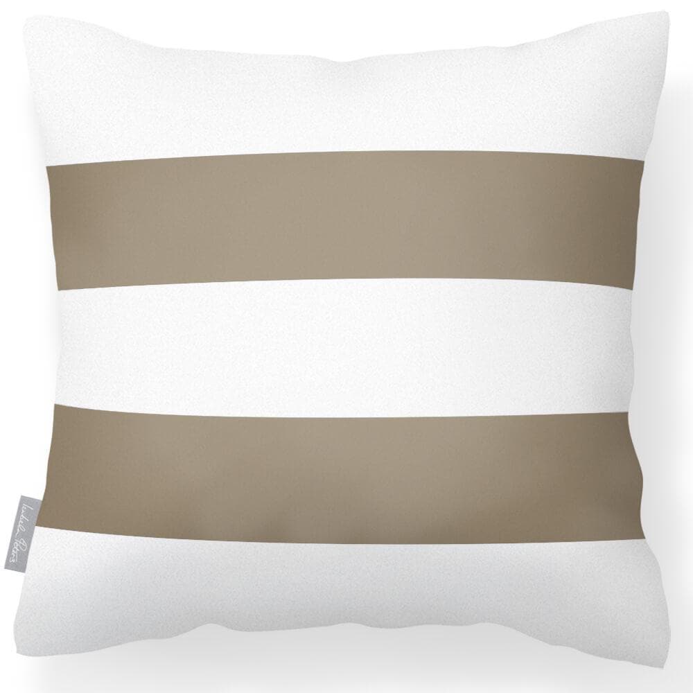 Outdoor Garden Waterproof Cushion - 2 Stripes Horizontal in Taupe 50 x 50 cm | Izabela Peters