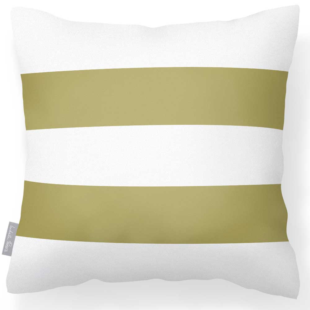 Outdoor Garden Waterproof Cushion - 2 Stripes Horizontal - Golden Lime 50 x 50 cm by Izabela Peters