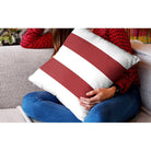 Outdoor Garden Waterproof Cushion - 2 Stripes Horizontal in Raspberry Red 50 x 50 cm | Izabela Peters