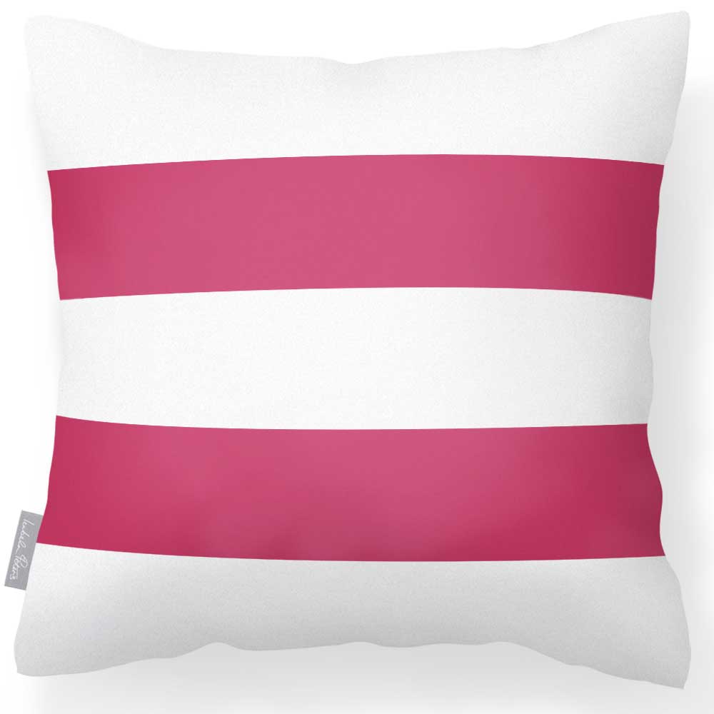 Outdoor Garden Waterproof Cushion - 2 Stripes Horizontal - Pink 50 x 50 cm by Izabela Peters