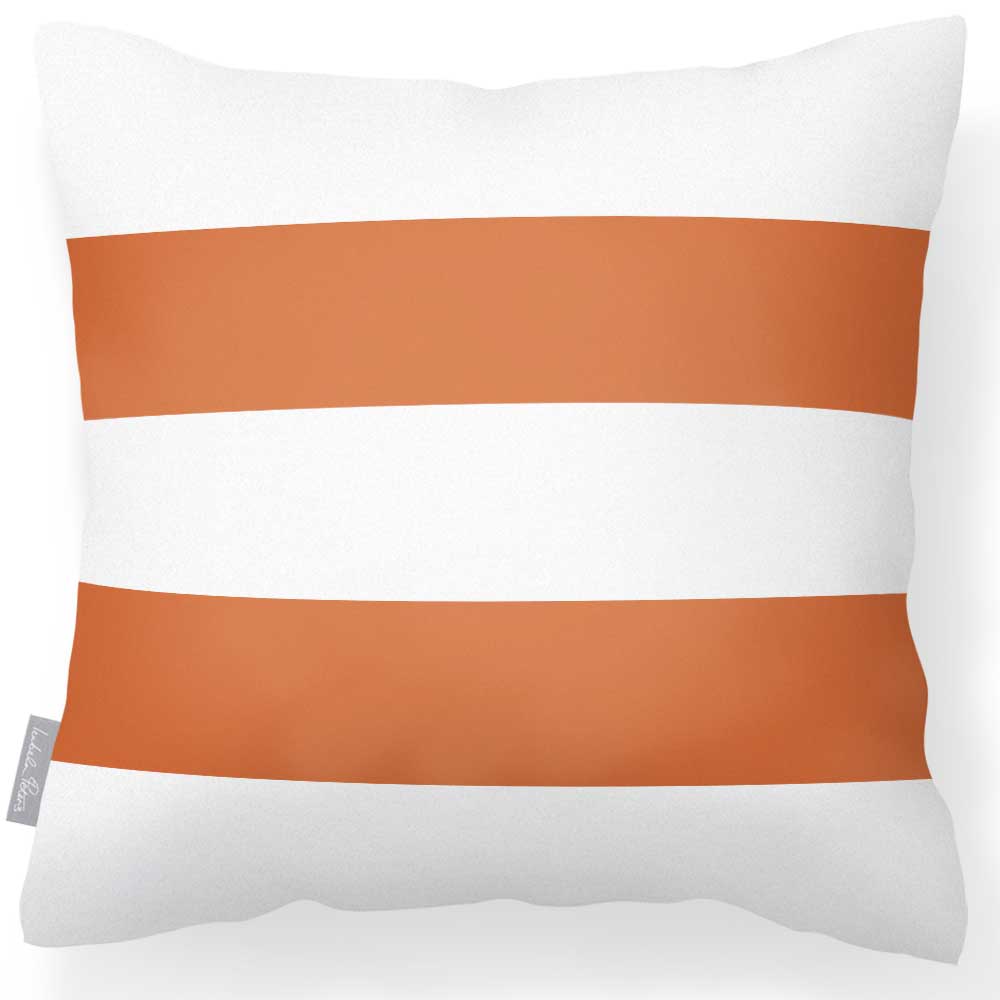 Outdoor Garden Waterproof Cushion - 2 Stripes Horizontal in Burnt Orange 50 x 50 cm | Izabela Peters