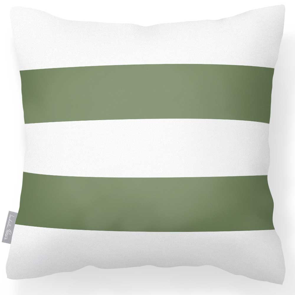Outdoor Garden Waterproof Cushion - 2 Stripes Horizontal - Sage 50 x 50 cm by Izabela Peters